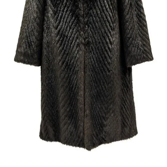 Ted Baker Faux Fur Long PeaCoat Coat Brown - Picture 5 of 9